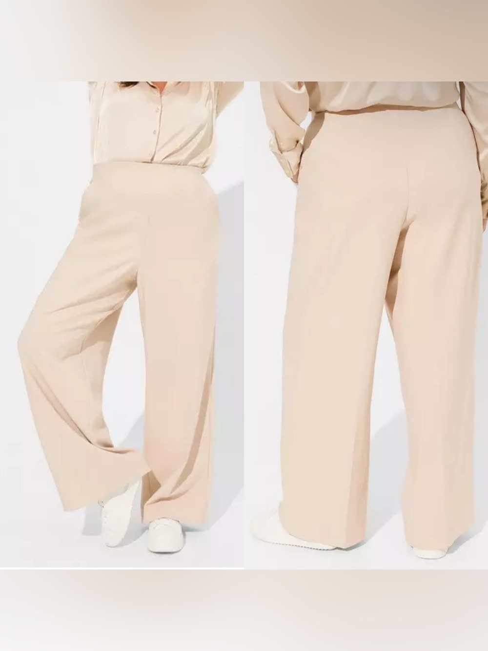 torrid Wide-Leg Pull On High-Rise Pants in Beige